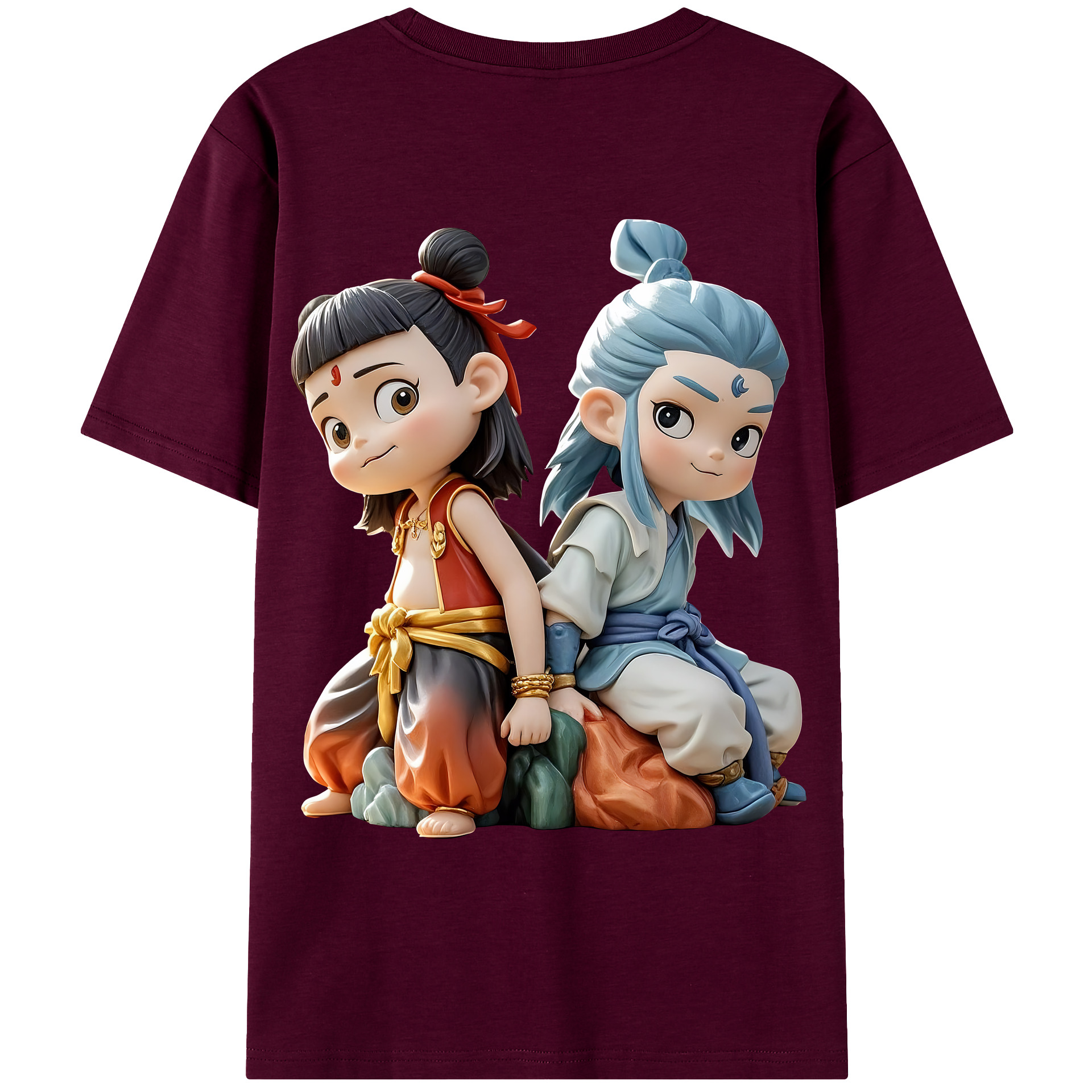 （画像用） Ne Zha 2 ナタ 魔童の大暴れ レディース半袖Tシャツ(バックプリント)